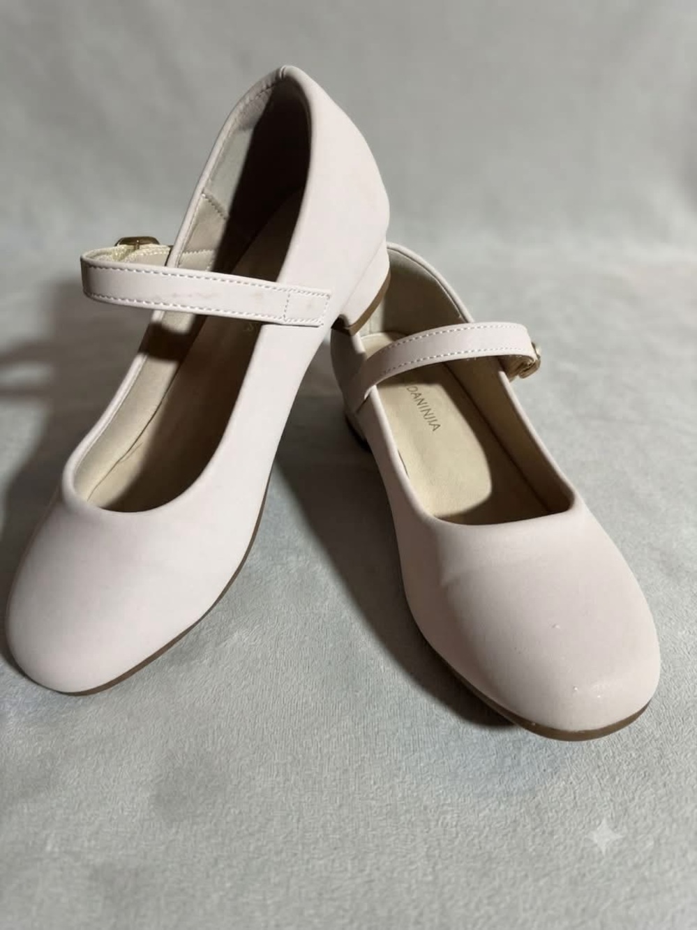 Panda Ninja Mary Jane Flats in Nude with Buckle Shoes